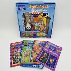 Encyclopedia Britannica Kids Quiz It Pen Set Wildlife Animals Q&A (4 Books)